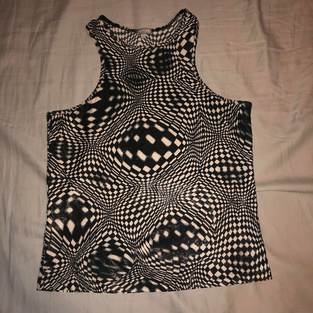 90s/00s Style Psychedelic Cyber Crop Top